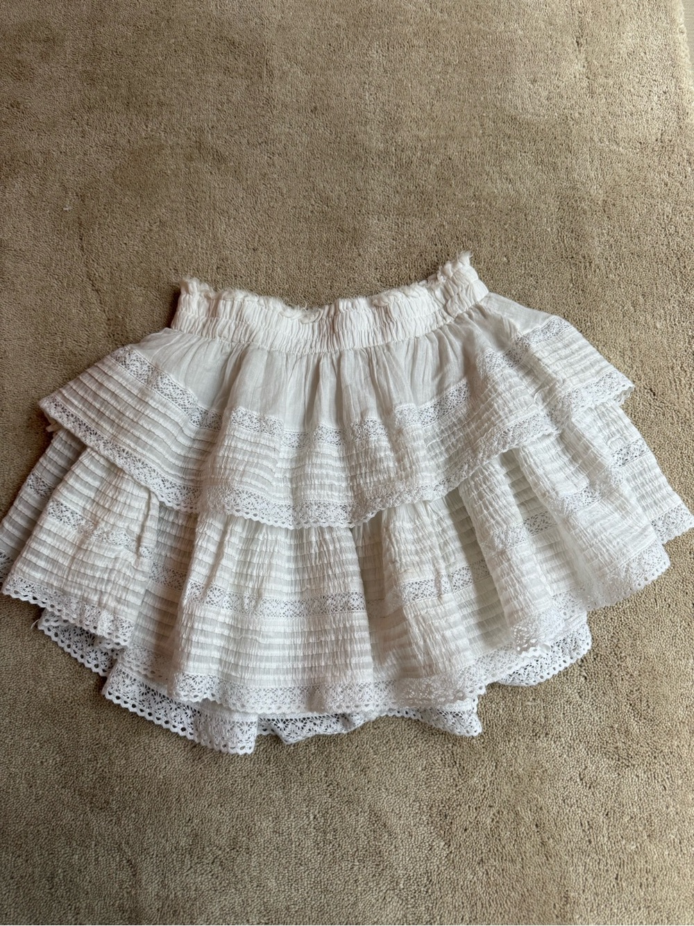 aerie White Tiered Lace Skater Mini Skirt